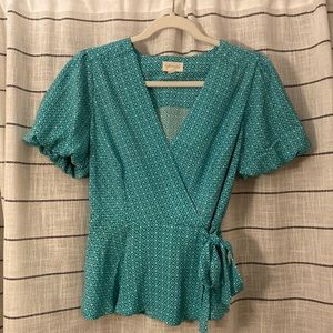 Puff Sleeve Faux Wrap Top